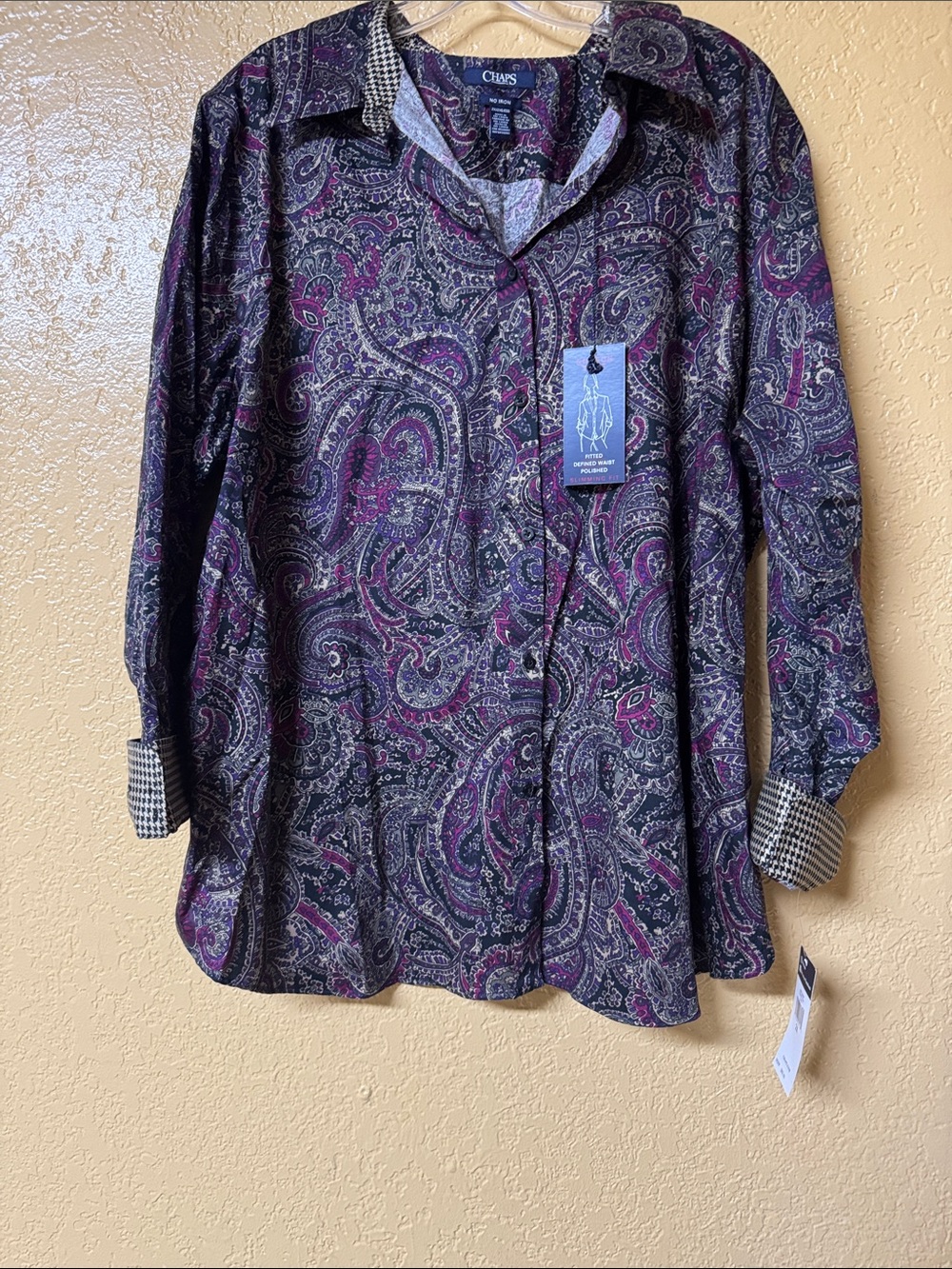 Chaps Purple Paisley Button-Up Blouse